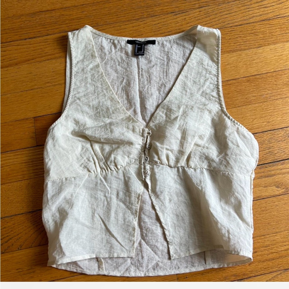Forever 21 White Buttoned Tank Top